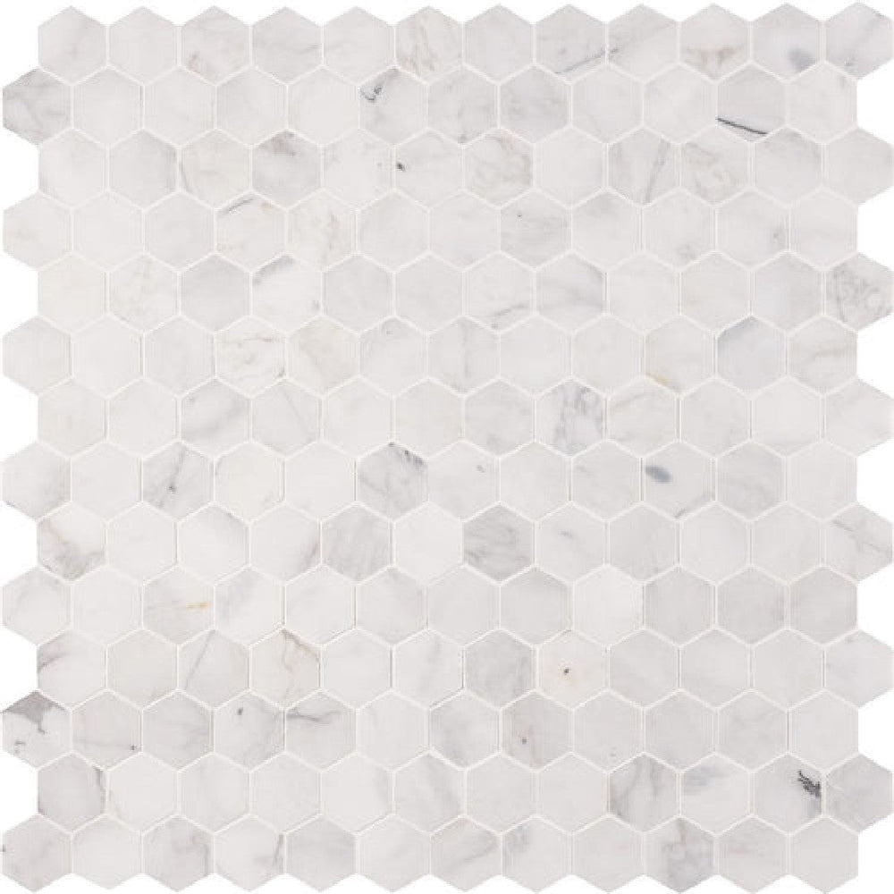 MS International 12" x 12" Calacatta Cressa Honed Hexagon 2" Marble Mosaic