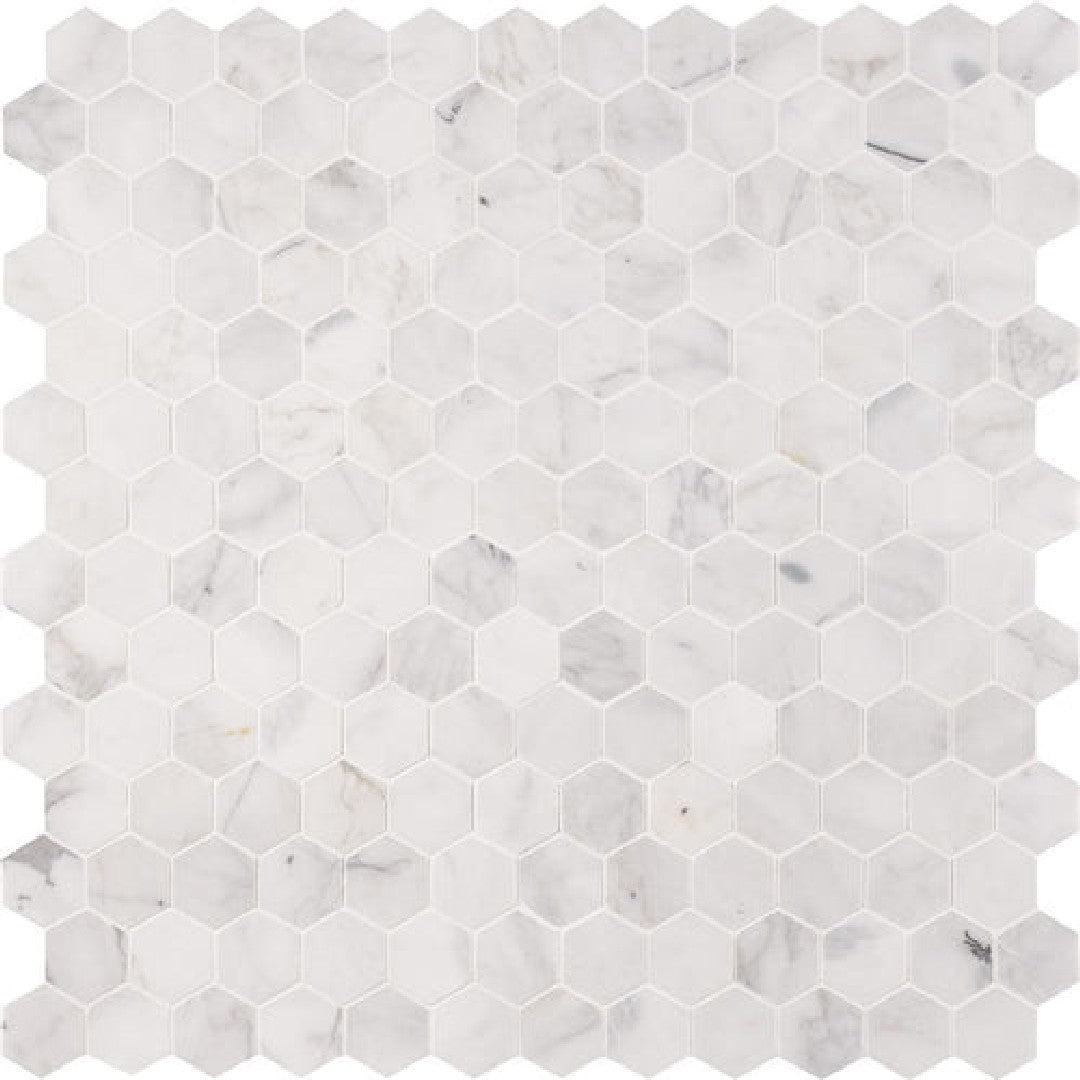 MS International 12" x 12" Calacatta Cressa Honed Hexagon 2" Marble Mosaic
