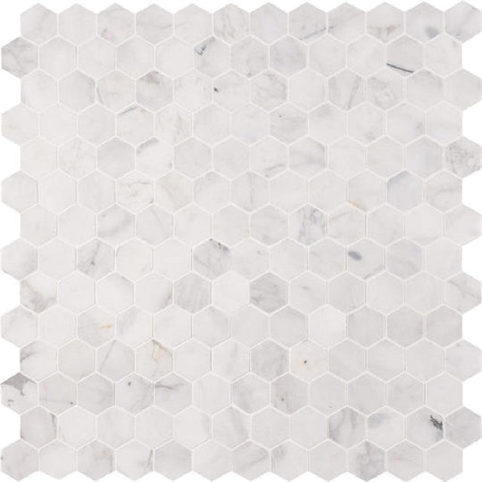 MS International 12" x 12" Calacatta Cressa Honed Hexagon 2" Marble Mosaic