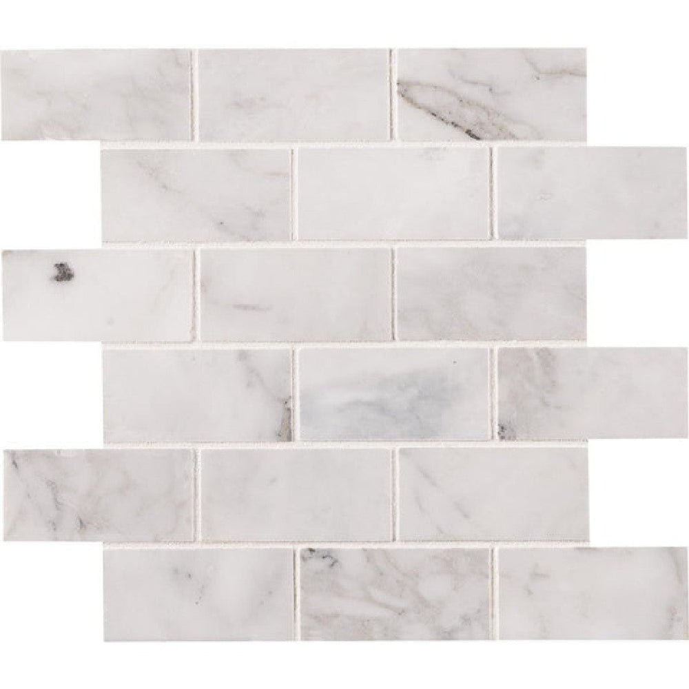 MS International 12" x 12" Calacatta Cressa Honed Brick Marble Mosaic