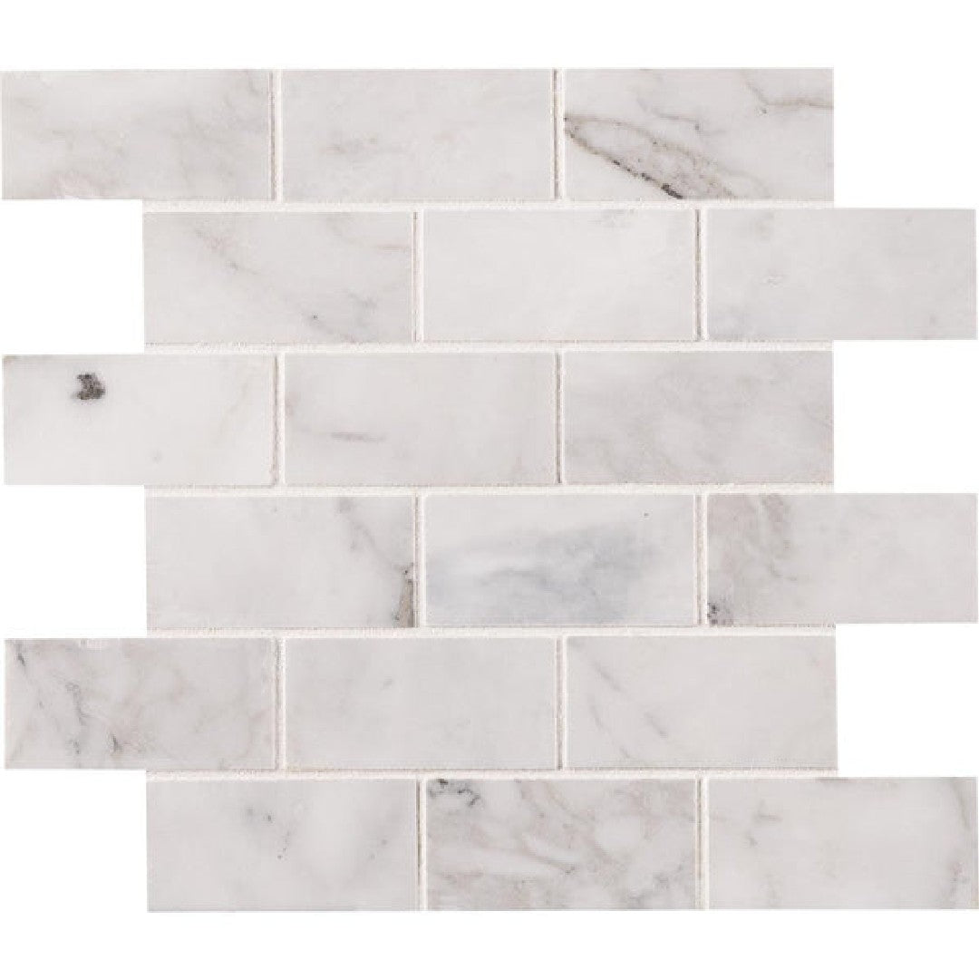 MS International 12" x 12" Calacatta Cressa Honed Brick Marble Mosaic