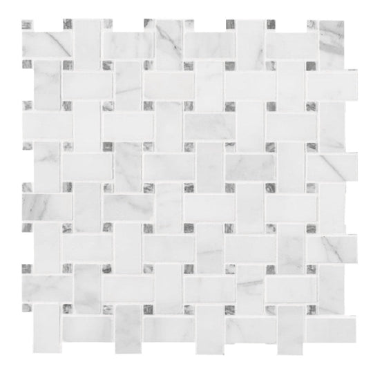 MS International 12" x 12" Calacatta Cressa Honed Basketweave Marble Mosaic