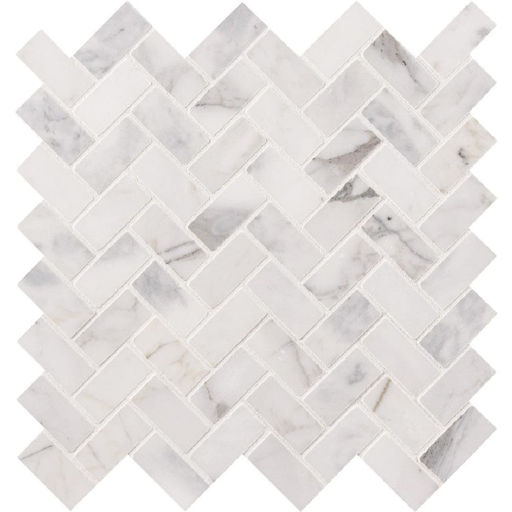 MS International 12" x 12" Calacatta Cressa Honed Herringbone Marble Mosaic