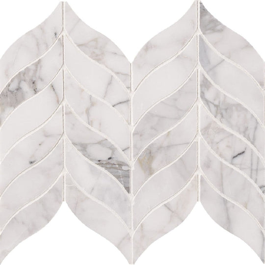 MS International 12" x 12" Calacatta Cressa Honed Leaf Marble Mosaic