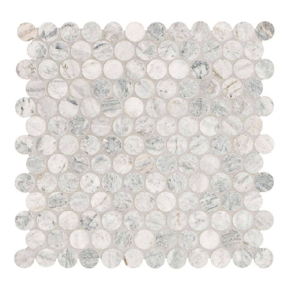 MS International 11.7" x 12.44" Capri Blue Round Marble Mosaic