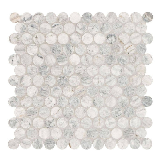 MS International 11.7" x 12.44" Capri Blue Round Marble Mosaic