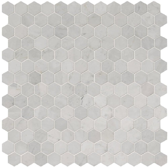MS International 12" x 12" Carrara White Polished Hexagon 2" Marble Mosaic