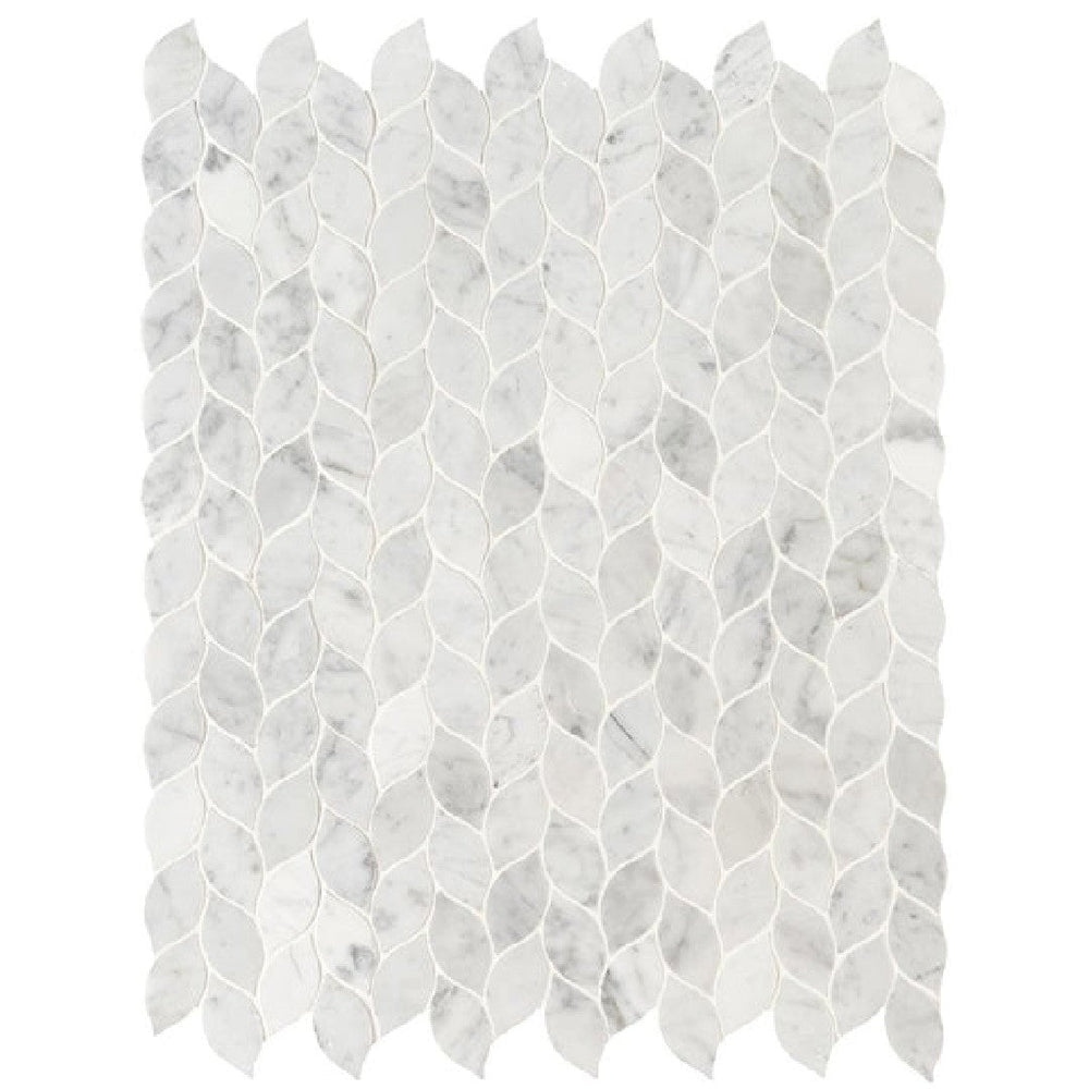 MS International 12" x 12" Carrara White Honed Leaf Marble Mosaic