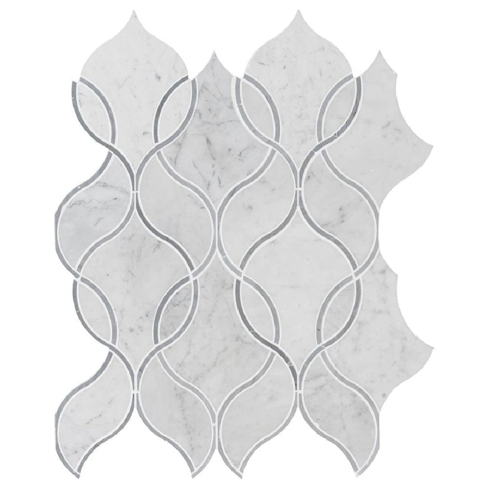 MS International 12" x 12" Carrara White Polished Ellipsis Marble Mosaic