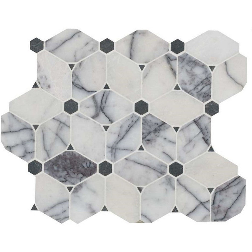 MS International 11" x 12" Cecily Lilac Polished Hexagonal Marble Mosaic