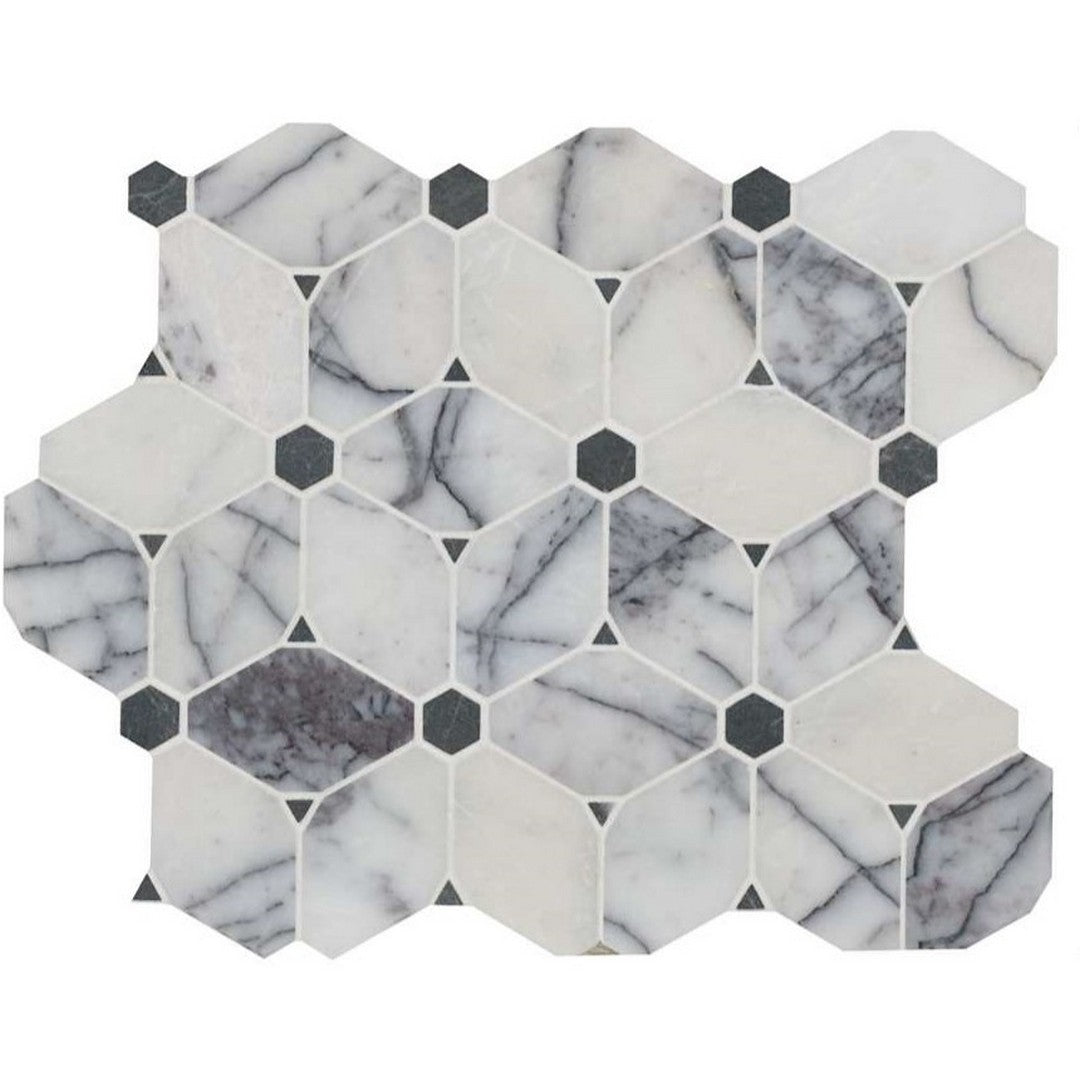 MS International 11" x 12" Cecily Lilac Polished Hexagonal Marble Mosaic