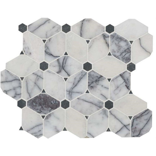 MS International 11" x 12" Cecily Lilac Polished Hexagonal Marble Mosaic