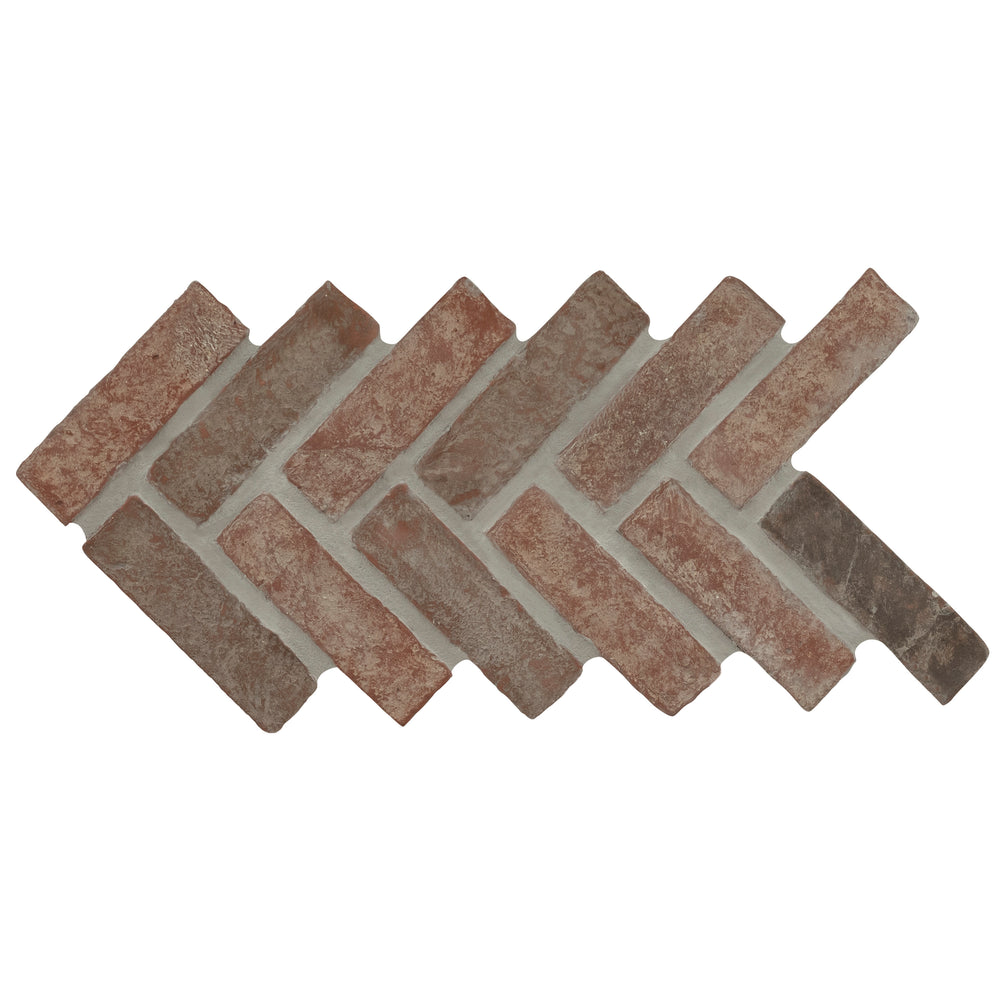 MS International 12.5" x 25.5" Noble Red Tumbled Clay Brick Herringbone Mosaic