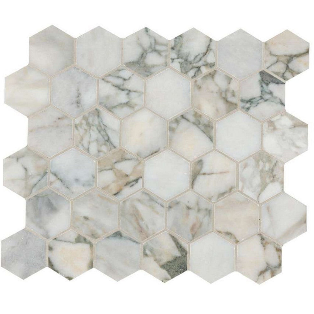 MS International 10" x 12" Coronado Honed 2" Hexagon Marble Tile