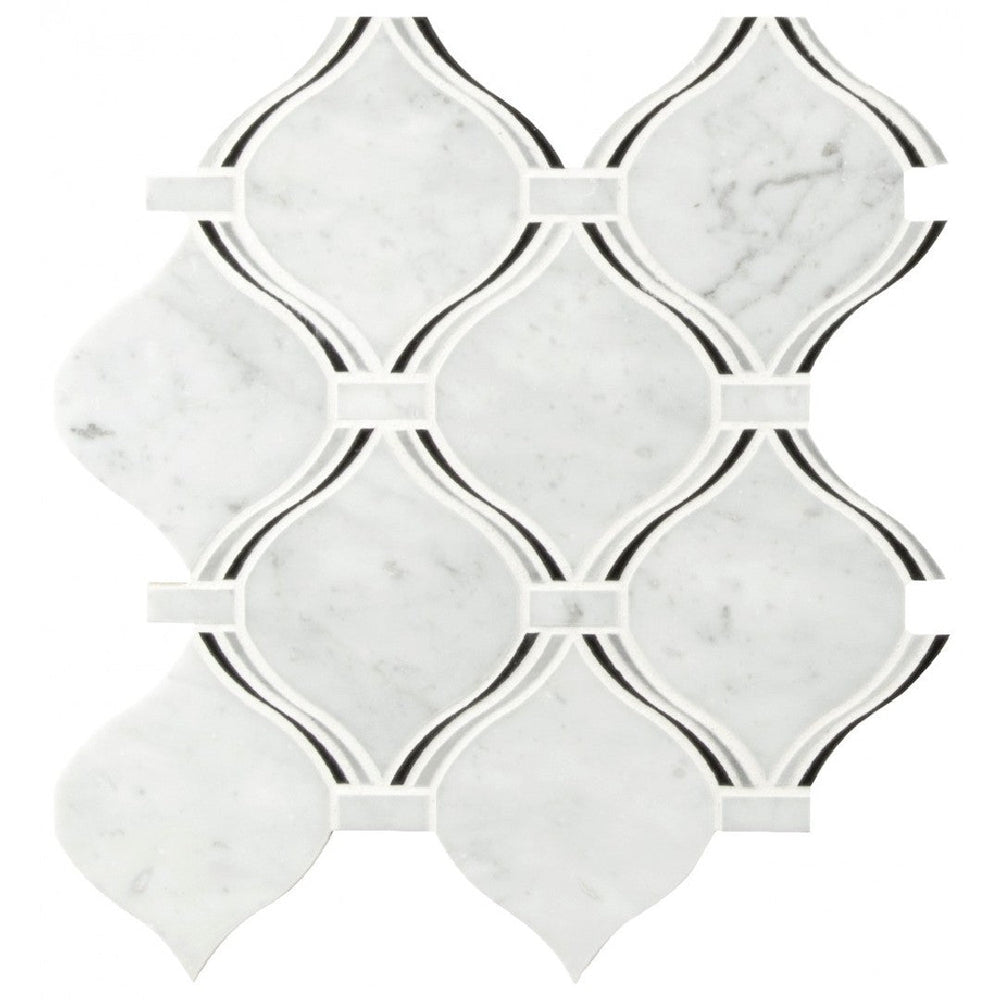MS International 10.25" x 10.25" Danza Polished Arabesque Marble Mosaic