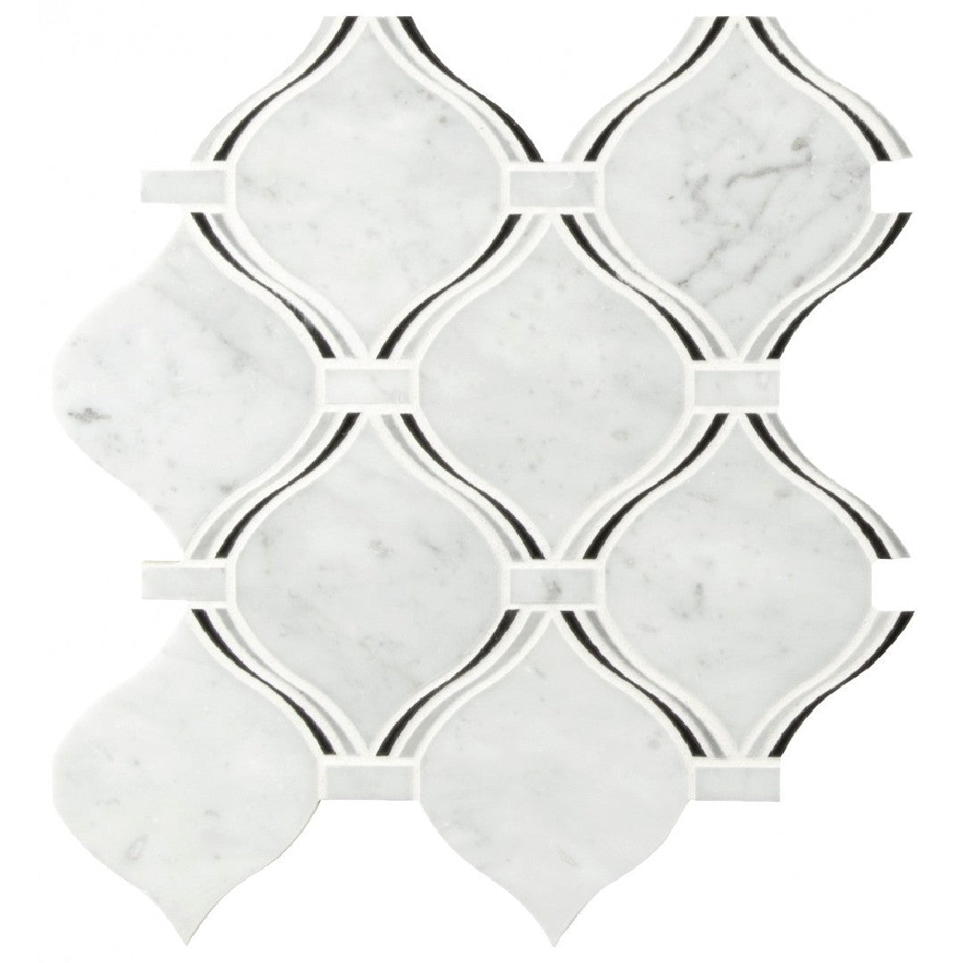 MS International 10.25" x 10.25" Danza Polished Arabesque Marble Mosaic