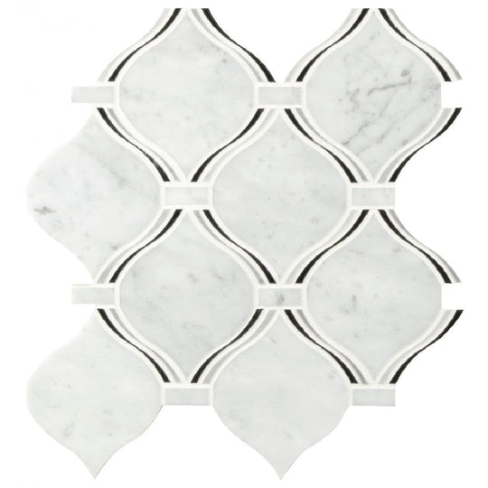 MS International 10.25" x 10.25" Danza Polished Arabesque Marble Mosaic