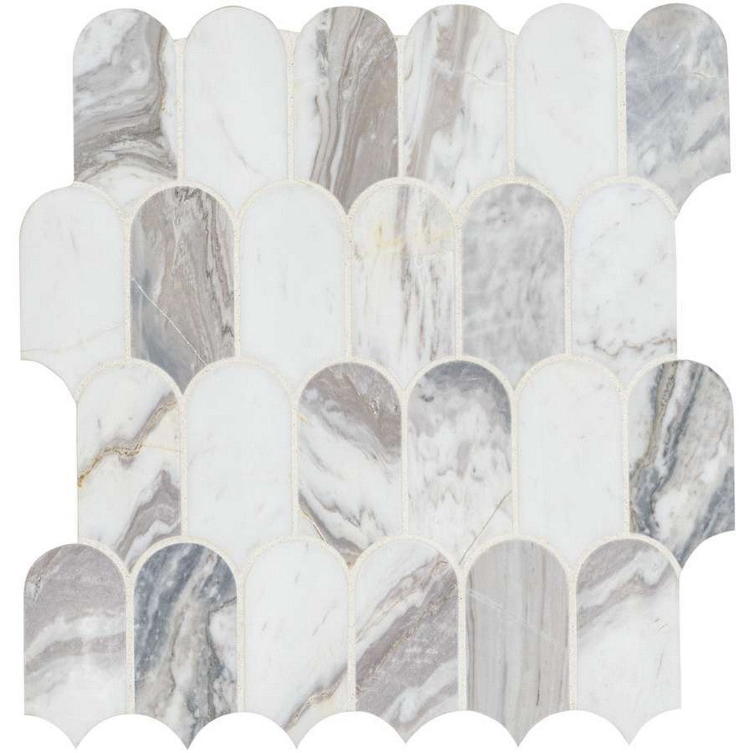 MS International 12" x 13" Edessa Scallop Polished Marble Mosaic