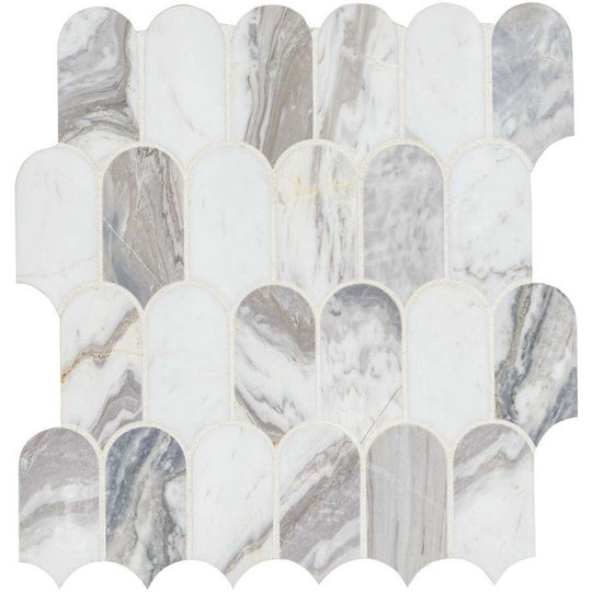 MS International 12" x 13" Edessa Scallop Polished Marble Mosaic