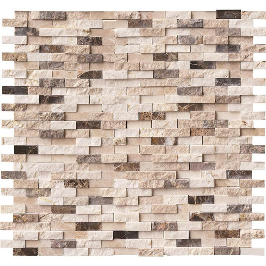 MS International 12" x 12" Emperador Blend Polished Linear Marble Mosaic