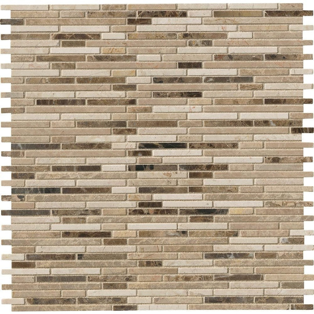MS International 12" x 12" Emperador Blend Honed Bamboo Sticks Marble Mosaic