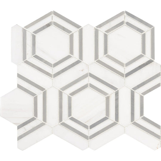 MS International 11" x 13" Georama Polished Deco Marble Mosaic