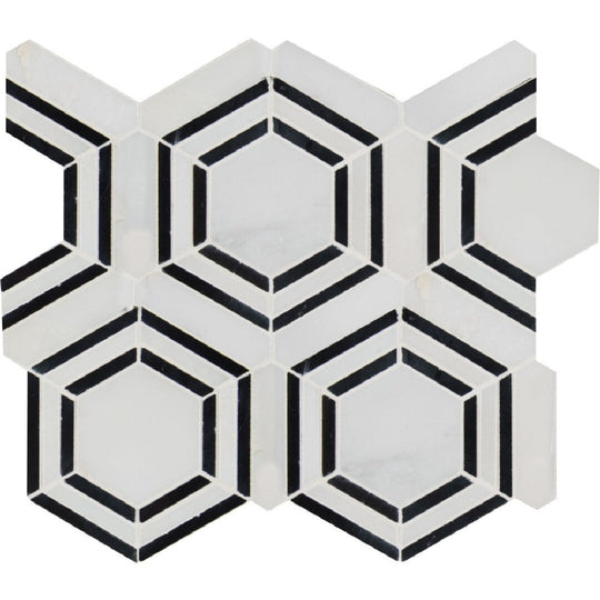 MS International 11" x 13" Georama Polished Deco Marble Mosaic
