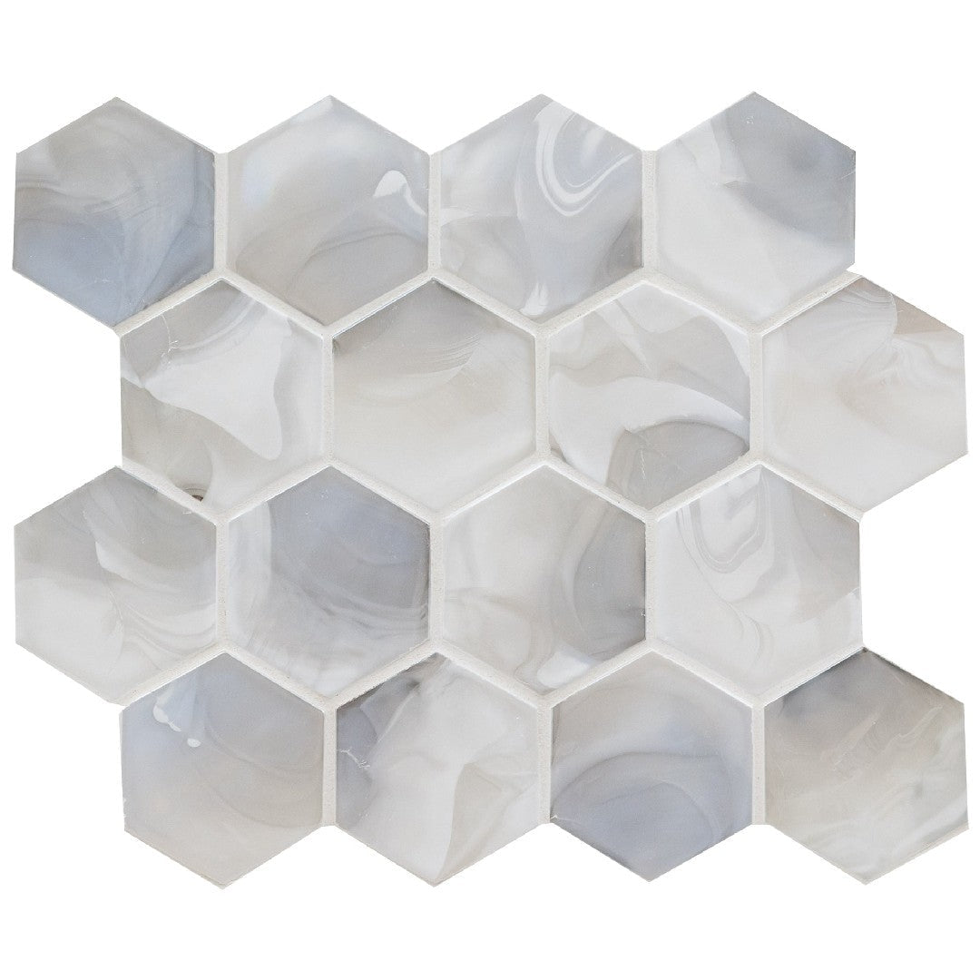 MS International 11.73" x 11.73" Akoya Glass 3" Hexagon Mosaic