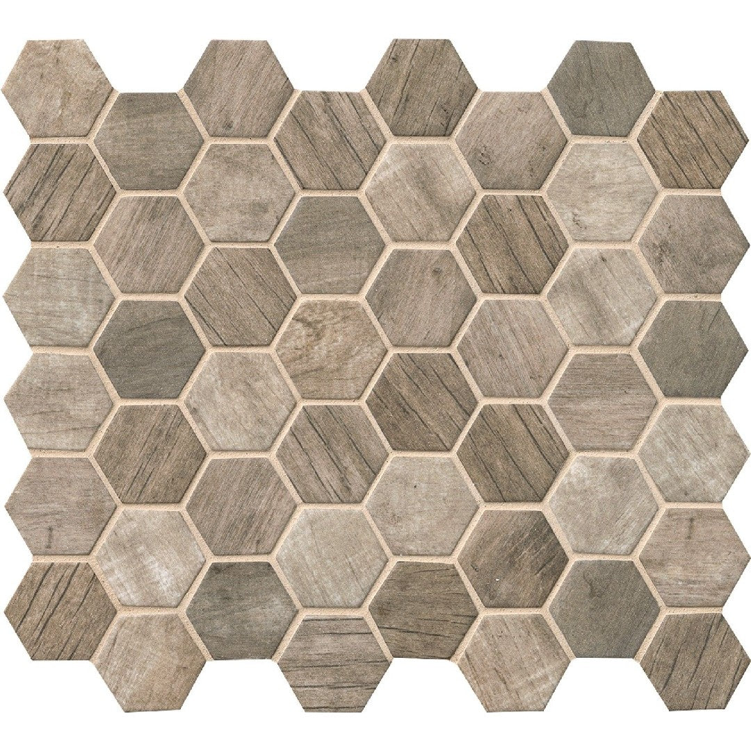 MS International 11.9" x 11.9" Driftwood Matte 2" Hexagon Glass Mosaic