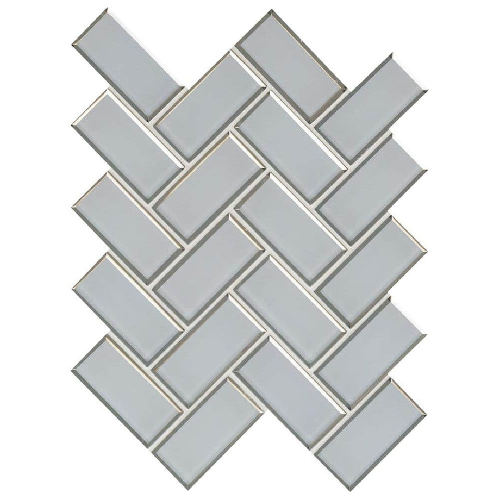 MS International 11.08" x 13.86" Ice Bevel Glossy Herringbone Glass Mosaic