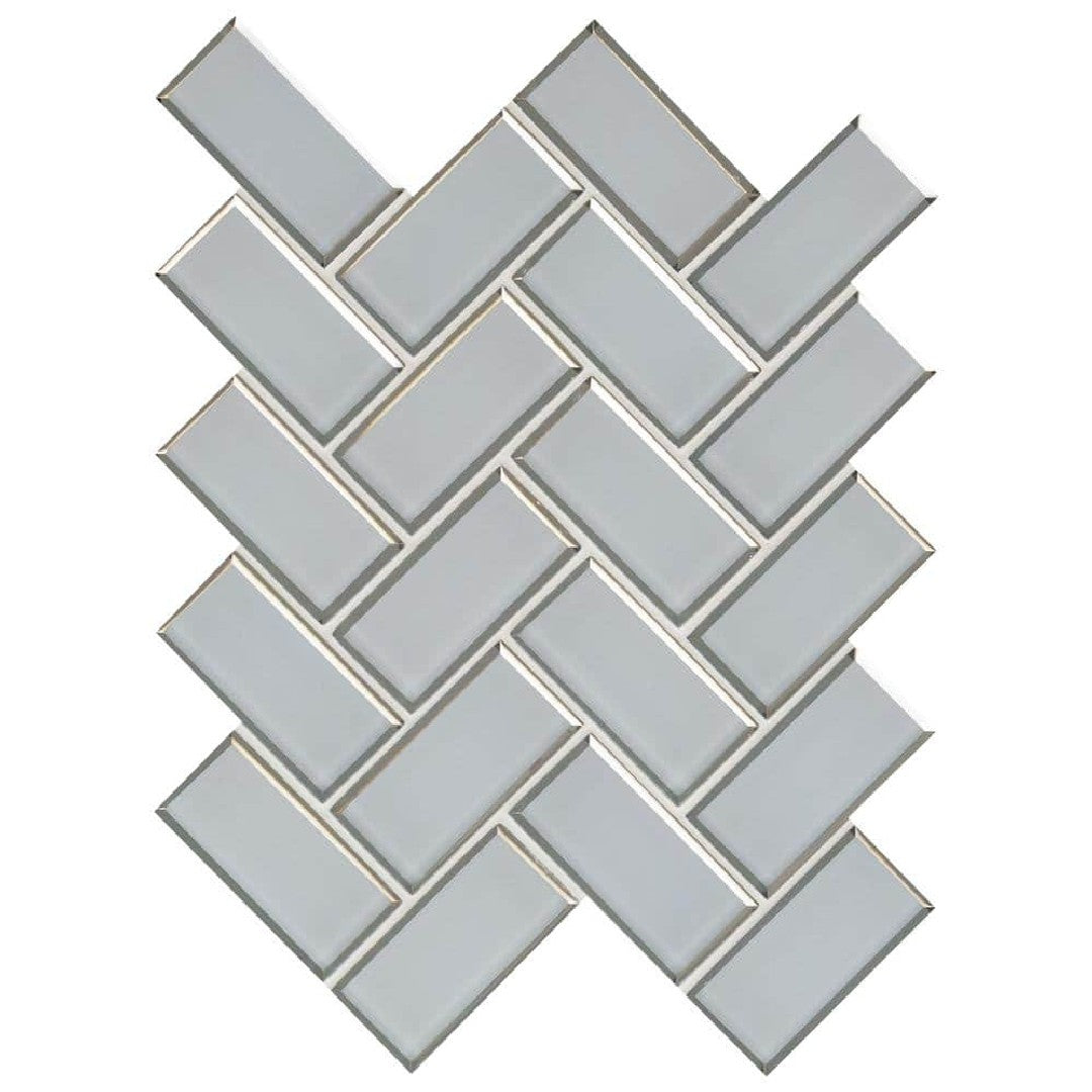 MS International 11.08" x 13.86" Ice Bevel Glossy Herringbone Glass Mosaic