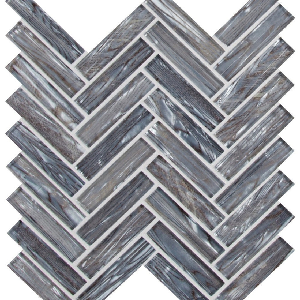 MS International 11.06" x 12.60" Shimmering Glossy Herringbone Glass Mosaic