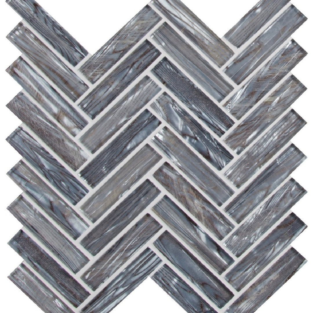 MS International 11.06" x 12.60" Shimmering Glossy Herringbone Glass Mosaic