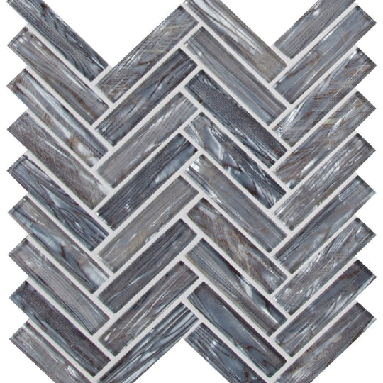MS International 11.06" x 12.60" Shimmering Glossy Herringbone Glass Mosaic