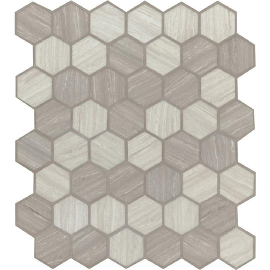 MS International 11.9" x 11.9" Silva Oak Hexagon 2" Glass Mosaic
