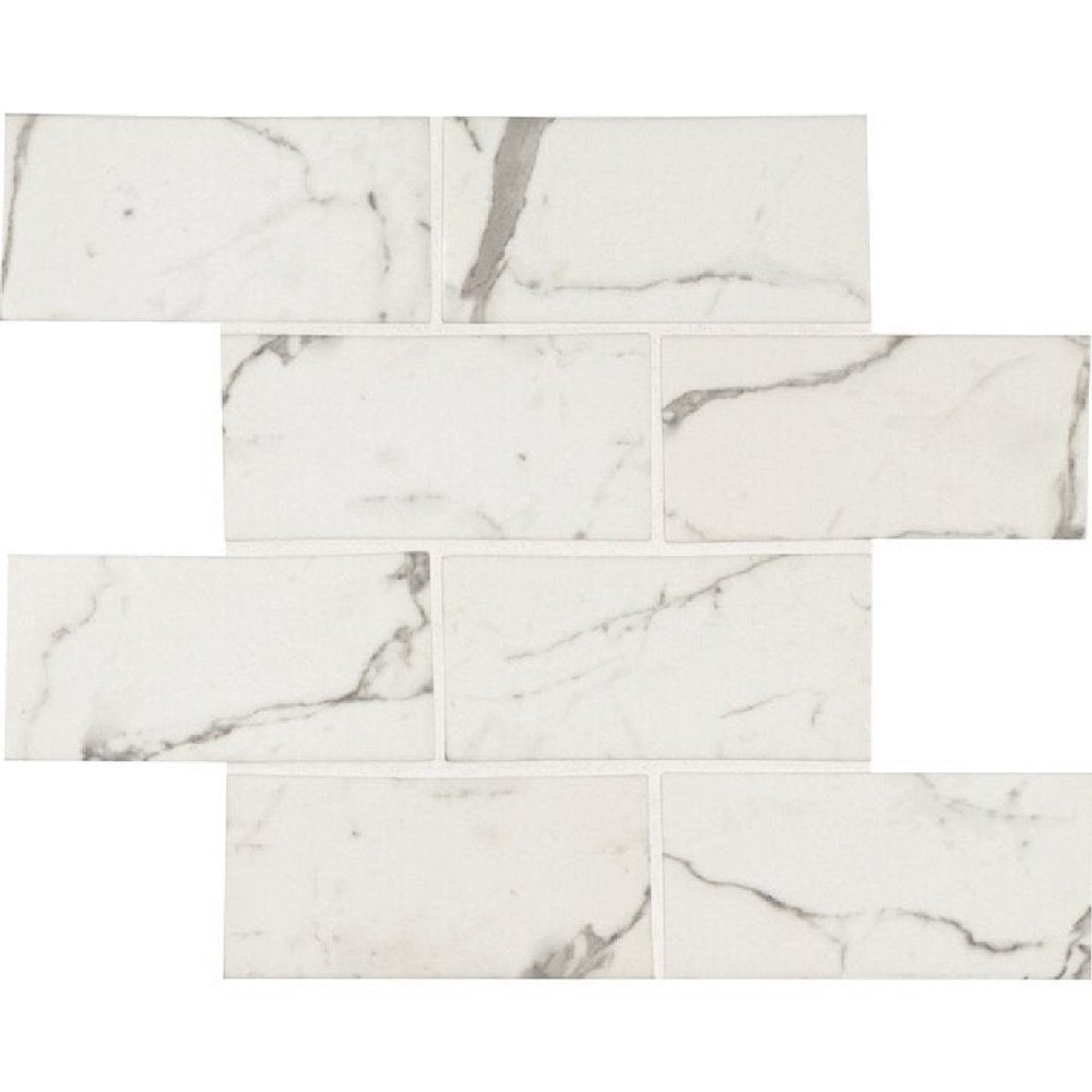 MS International 11.6" x 11.61" Statuario Celano Brick Glass Mosaic