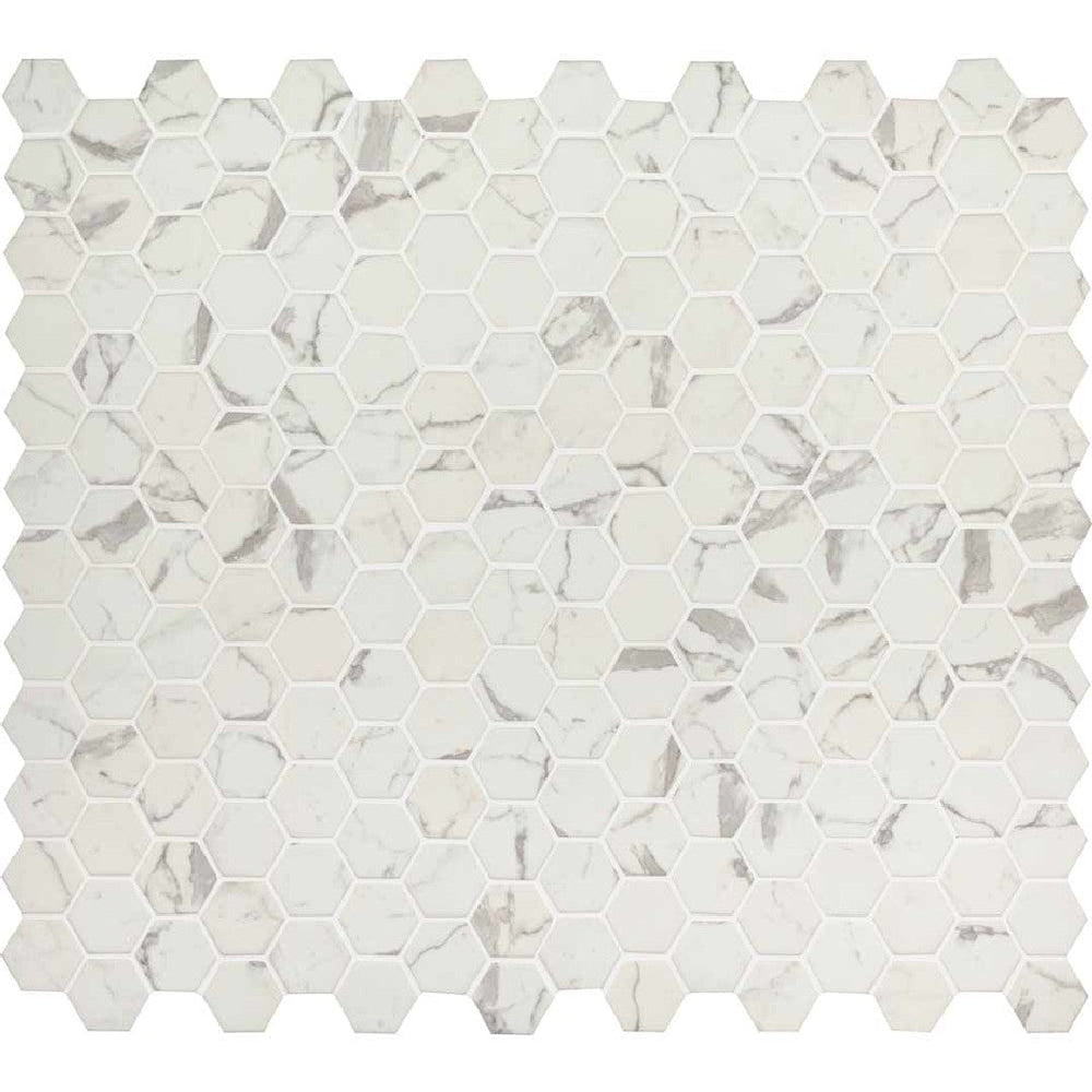 MS International 11.9" x 11.9" Statuario Celano Hexagon 2" Glass Mosaic