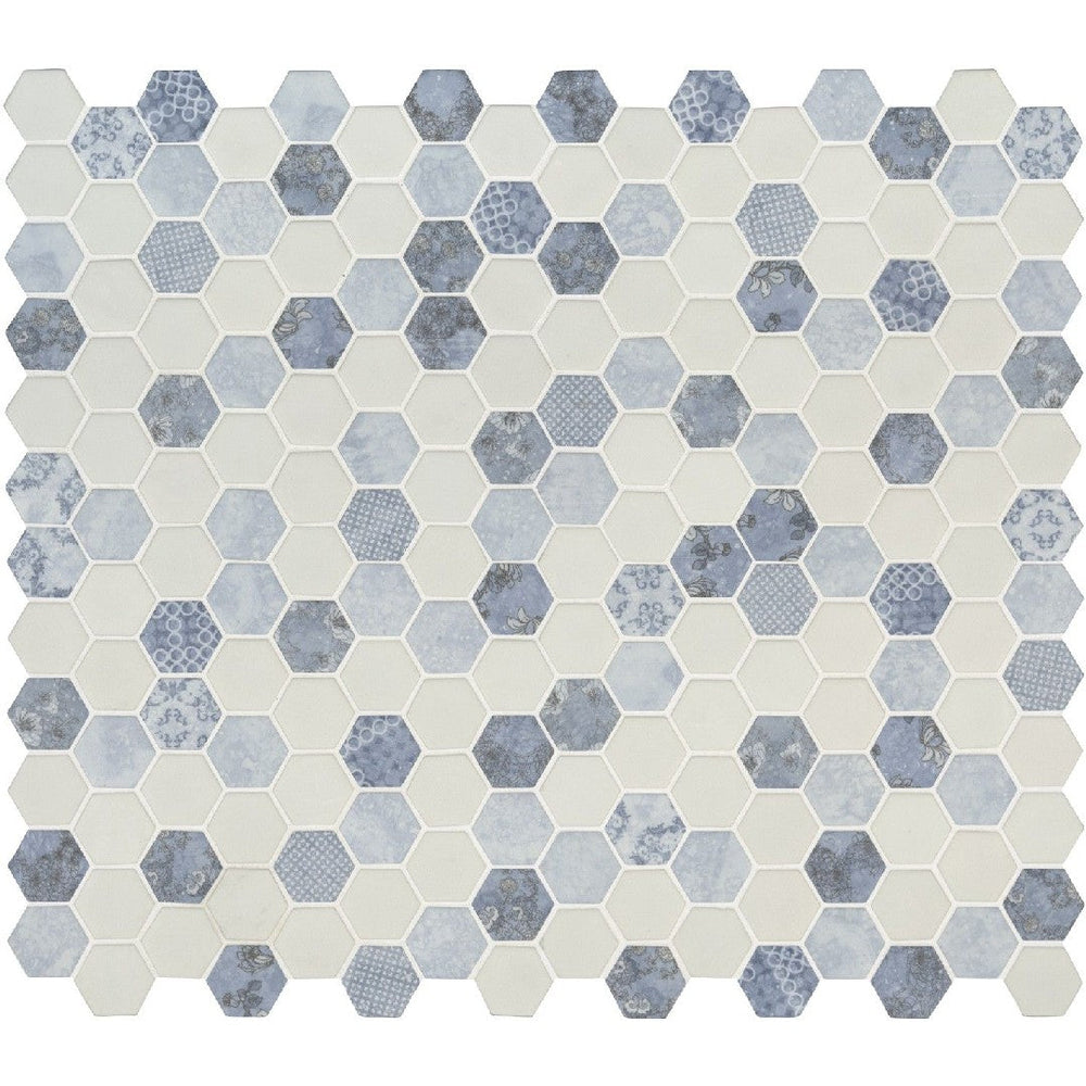 MS International 11.9" x 11.9" Vista Azul Matte Hexagon 2" Glass Mosaic