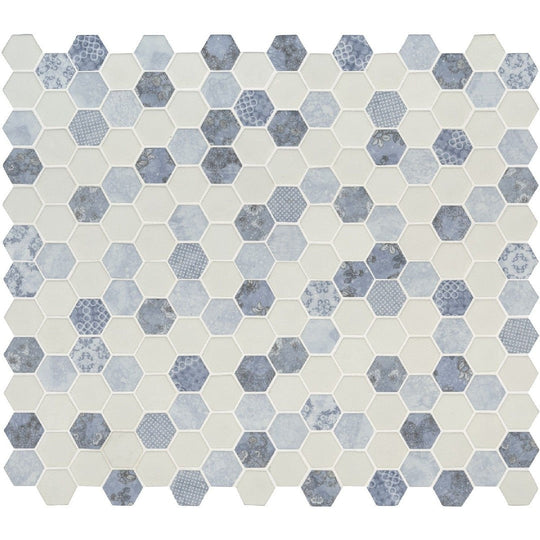 MS International 11.9" x 11.9" Vista Azul Matte Hexagon 2" Glass Mosaic
