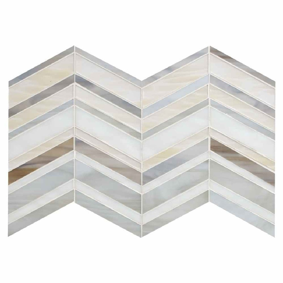 MS International 9" x 15.6" Urban Wave Glossy Chevron Glass Mosaic