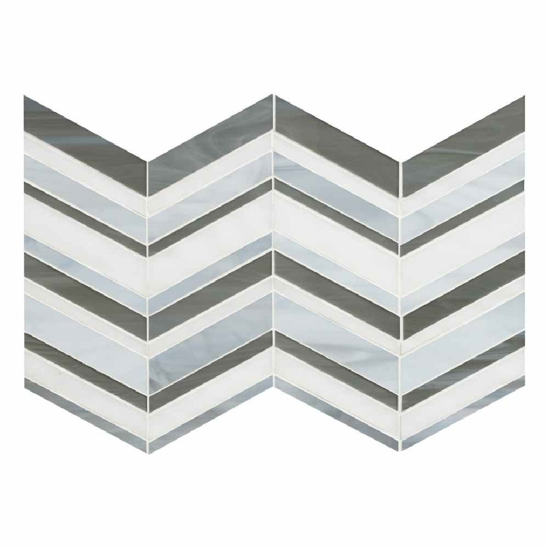 MS International 9" x 15.6" Urban Wave Glossy Chevron Glass Mosaic