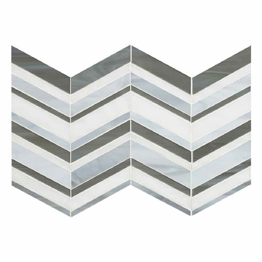 MS International 9" x 15.6" Urban Wave Glossy Chevron Glass Mosaic
