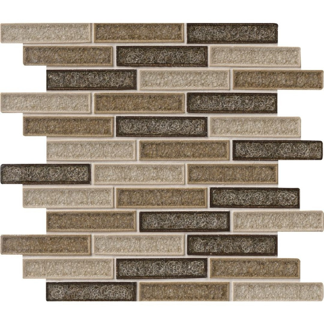 MS International 12" x 12" Venetian Café Linear Glass Mosaic