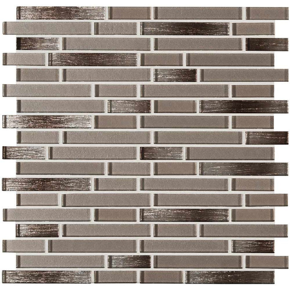 MS International 11.75" x 12" Champagne Blend Linear Glass Mosaic
