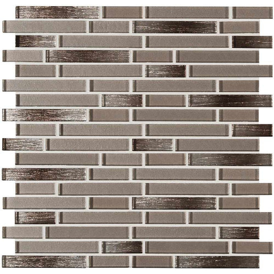 MS International 11.75" x 12" Champagne Blend Linear Glass Mosaic