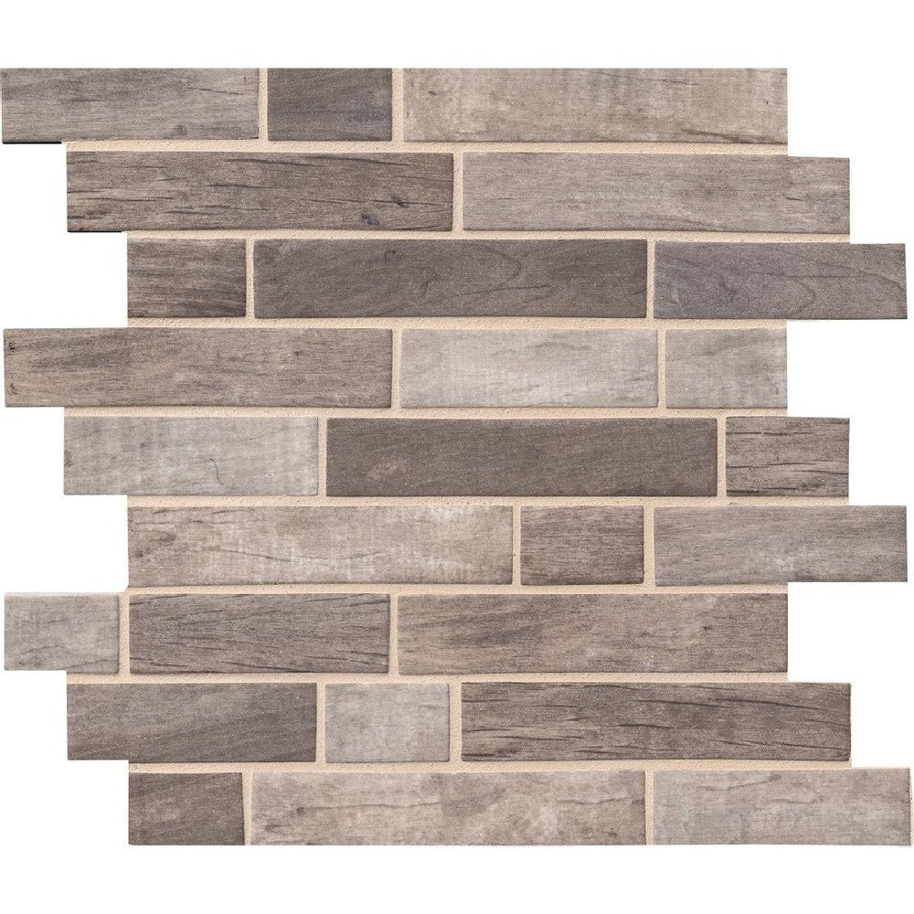 MS International 11.81" x 11.81" Driftwood Matte Linear Glass Mosaic