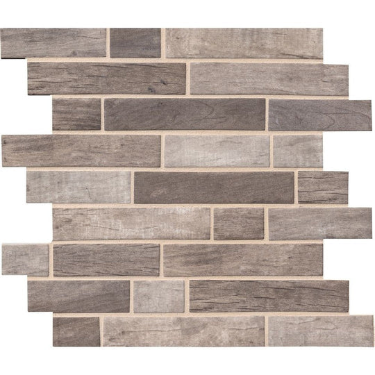 MS International 11.81" x 11.81" Driftwood Matte Linear Glass Mosaic