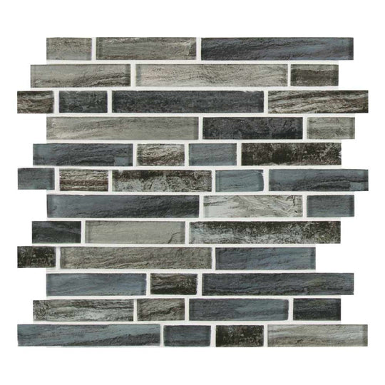 MS International 12" x 12" Grigio Lagoon Linear Glass Mosaic