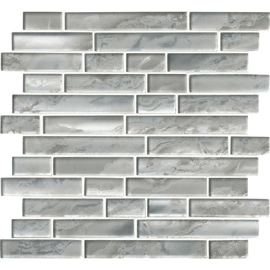 MS International 12" x 12" Silver Canvas Linear Glass Mosaic