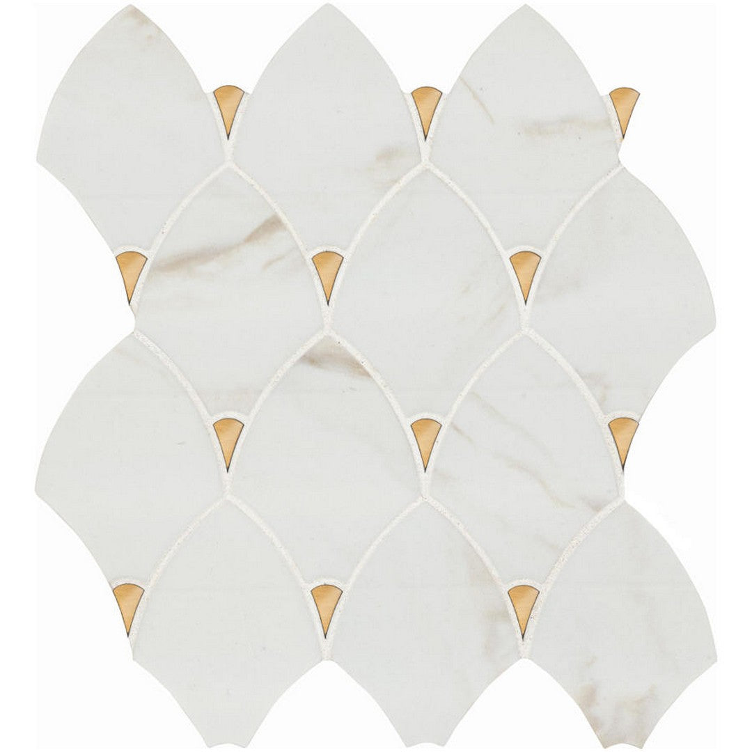 MS International 10" x 12" Citadel Gold Trident Matte Diamond Pattren Glass Mosaic